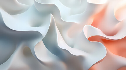 Obraz premium Abstract 3d composition with flowing sculptural shapes in soft pastel colors creating a harmonious and modern design. Sculptural. Illustration