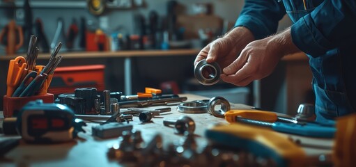  close-up of plumber's hands applying Teflon tape to pipe