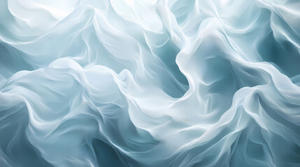Obraz premium An abstract image with layered, flowing white waves, creating a soft, minimalist texture with a sculptural and fluid design. Sculptural. Illustration
