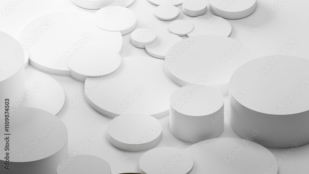 Poster abstract geometric background shapes white circle in relief, both high and low used to add different