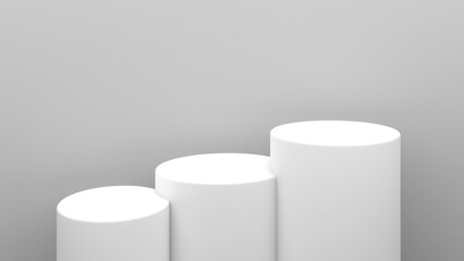 White circle stand on a white background,mock up podium for product presentation,3D rendering