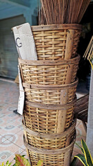 wicker basket on a table