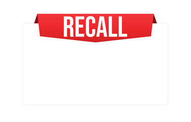 Recall banner design. Recall icon. Flat style vector illustration.