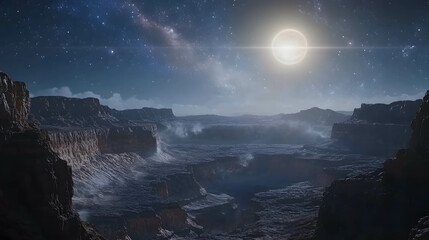 Majestic Canyon Under a Radiant Moon