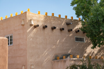 Adobe Mud Architecture in Albuquerque, New Mexico, United States, Pueblo Revival Style  