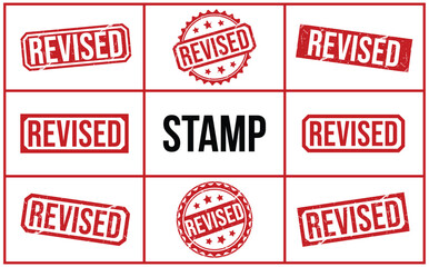 REVISED rubber stamp vector illustration on white background