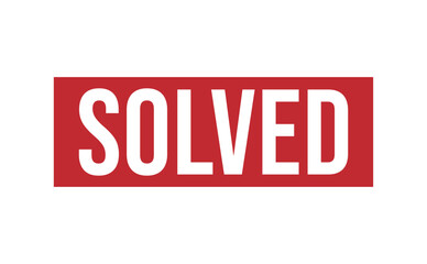 SOLVED Red rubber stamp on white background. SOLVED stamp sign. SOLVED stamp.