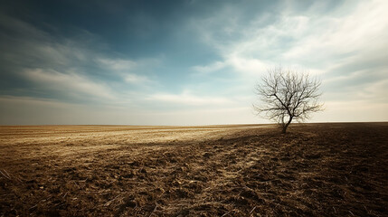 A barren, empty landscape or field to convey a feeling of emptiness