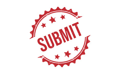 SUBMIT Red rubber stamp on white background. SUBMIT stamp sign. SUBMIT stamp.