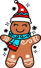 hand drawn christmas gingerbread cartoon doodle illustration