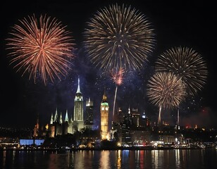 Fototapeta premium fireworks over the river
