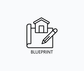 Blueprint Vector, Icon Or Logo Sign Symbol Illustration 