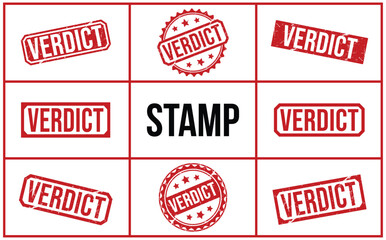 VERDICT red rubber stamp vector design.