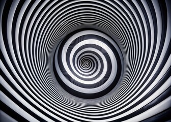 Naklejka premium Abstract Aerial Spiral Illusion Black and White Optical Art