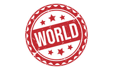 WORLD Red rubber stamp on white background. WORLD stamp sign. WORLD stamp.
