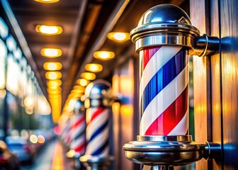 Barber Pole Tilt-Shift Design, Geometric Patterns,  Modern Barber Shop Branding