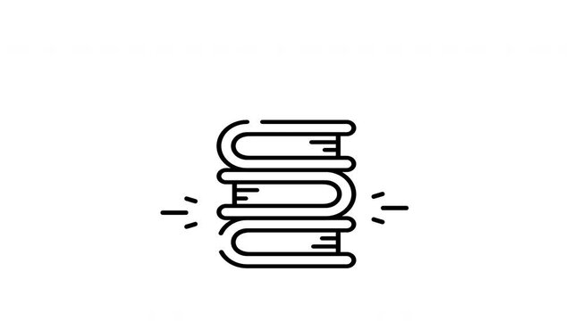 Animated book stack line icon with outline vector sign for linear style pictogram and Study symbol