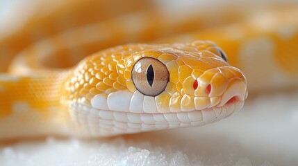 Fototapeta premium Captivating Closeup of a Yellow Snake with Unique Eye Design