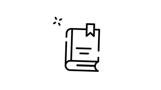 Animated book stack line icon with outline vector sign for linear style pictogram and Study symbol