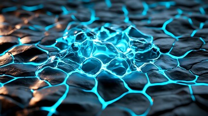 Fototapeta premium Abstract Blue Liquid on Dark Surface