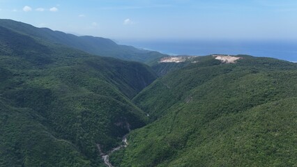 The vast blue mountain range extending towards the horizon of Jamaica