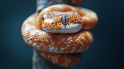 Fototapeta premium Captivating Orange Snake Coiled Around a Tree Branch in Nature