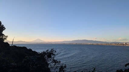 Mt.Fuji and Oyama mountain from Enoshima island