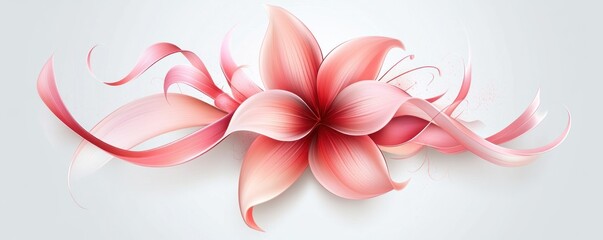 Obraz premium A vibrant, stylized pink flower design with flowing ribbons and soft gradients.