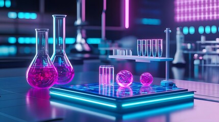 Futuristic Lab Glassware Experiment