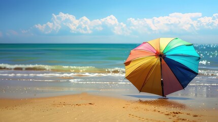 red umbrella on beach
