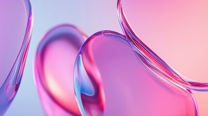 Abstract Pink and Purple Glass Fluid Forms