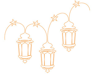 line art of Islamic holiday lanterns, vector