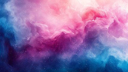 Fototapeta premium An abstract watercolor background featuring soft pinks and blues, ideal for dreamy designs for Christmas, Valentine's Day, and Mother's Day, with space for text overlay.