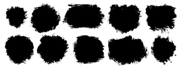 set of grunge paint, ink brush strokes. brush collection isolated on white background. Trendy brush stroke for black ink paint,grunge backdrop, dirt banner,watercolor design and dirty texture