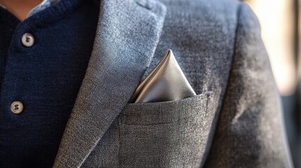 Elegant Suit Jacket with Pocket Square in a Stylish Setting