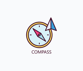 Compass Vector, Icon Or Logo Sign Symbol Illustration 
