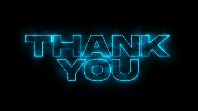 Animated text Thank you with black, background, blues animation text. Animation Footage 4k
