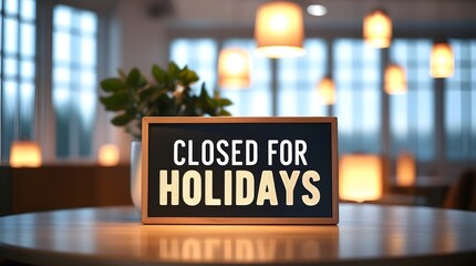 Business Closed for Holidays with Warm Lighting and Relaxed Atmosphere in a Cozy Setting

