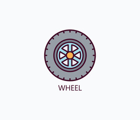 Wheel Vector, Icon Or Logo Sign Symbol Illustration 