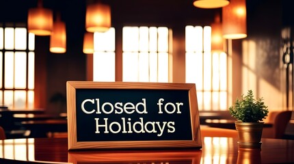 Obraz premium Business Closed for Holidays with Warm Lighting and Relaxed Atmosphere in a Cozy Setting