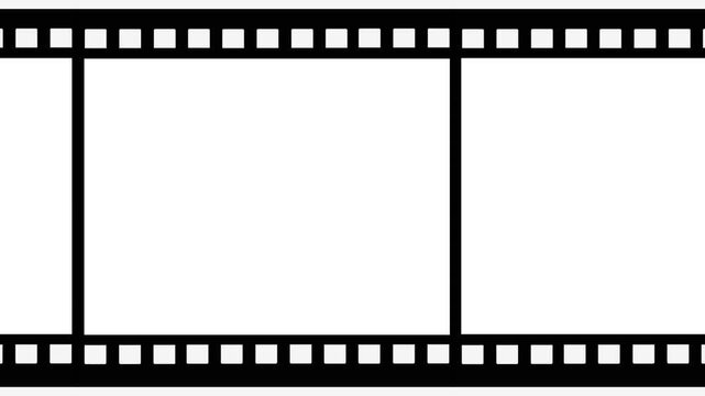 Moving filmstrip motion graphics with  white background, Old Filmstrip, Old movie films strip frame animation.
Dynamic lines 35 mm movie filmstrips background, camera roll animation negative film.