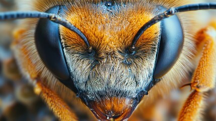 Obraz premium Macro Photography of a Bee's Face