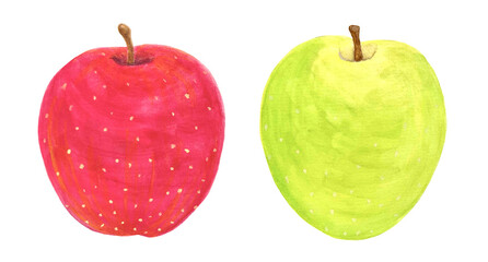 赤いりんごと青りんごのイラスト素材