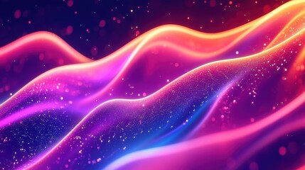Abstract Colorful Waves with Sparkling Glitter