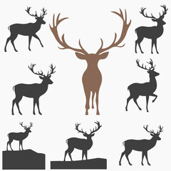 Big Collection of Deer Silhouettes in Various Poses Part 3