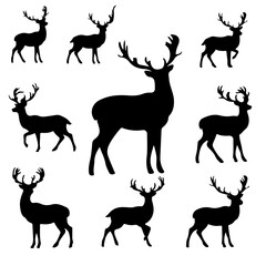 Big Collection of Deer Silhouettes in Various Poses Part 1