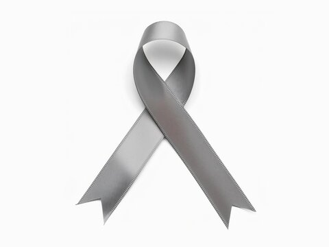 Gary ribbon isolated on white. grey ribbons symbolizing for Brain cancer awareness, Brain Tumors,Asthma awareness, Allergies and Diabetes awareness