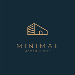 Fototapeta premium A line art icon logo of a modern house, usable for for real estate, architecture and company logos, home logo design template element, vector illustration