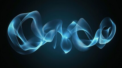 Abstract blue wave design with smooth curves and light effects on a dark background.