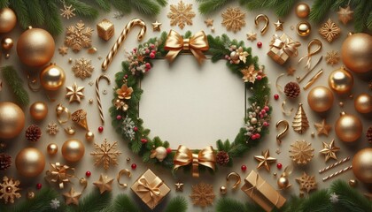 Floral Wreath Holiday Card Mockup